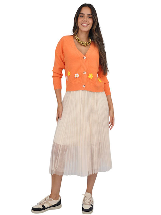 Women's Knitted Orange Cardigan