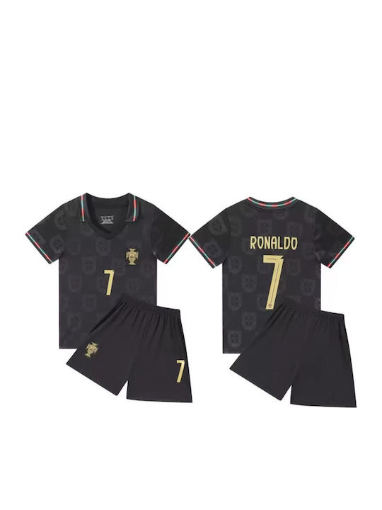 King Kids Football Set Ronaldo 2026 Black Polo Portugal Away