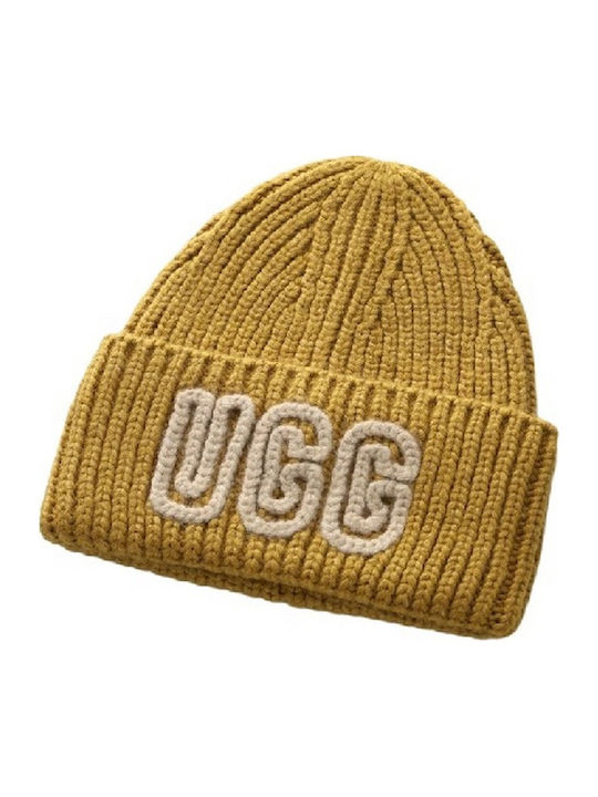 Chunky Beanie Γυναικείος Σκούφος με Rib Πλέξη σε Κίτρινο χρώμα