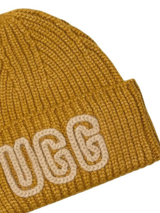 Chunky Beanie Γυναικείος Σκούφος με Rib Πλέξη σε Κίτρινο χρώμα
