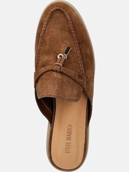 Suede Mules with Heel in Brown Colour