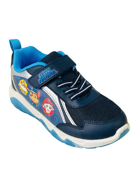 Paw Patrol Παιδικά Sneakers Ανατομικά με Σκρατς & Φωτάκια Μπλε