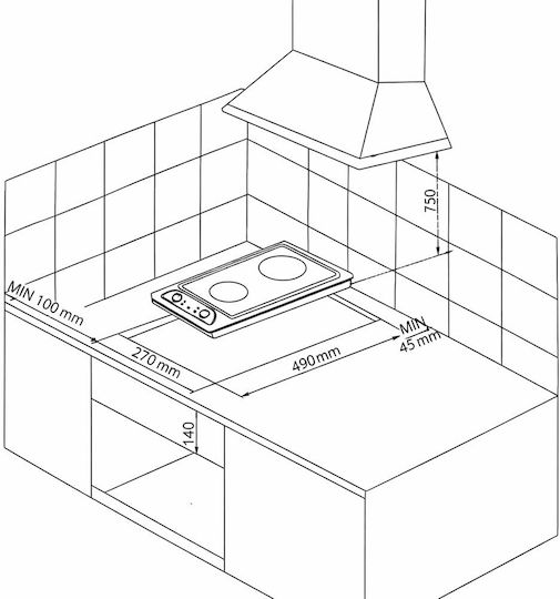 Silifo Domino Enamel Autonomous Inox Cooktop 28.5x50.8cm Gray
