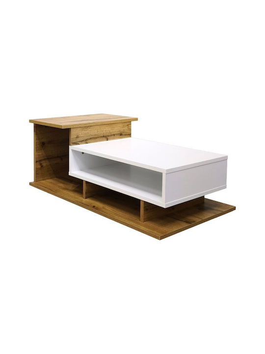 Rectangular Central Coffee Table Nuvele from Solid Wood White W90xL50xH35cm