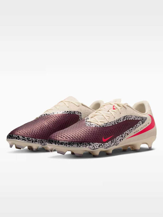 Nike United Phantom 6 Low Academy Football Shoes with Cleats FG Beige