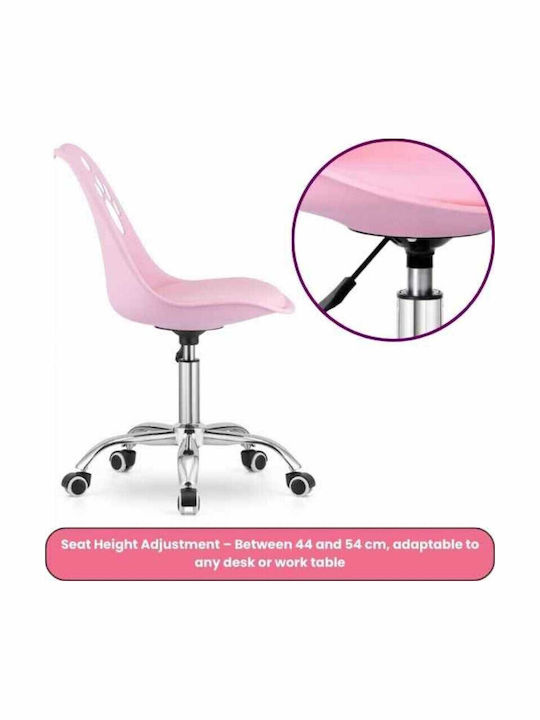 Mercaton Scaun Office 5 Roți din Cauciuc Pernă din Piele Ecologică Șezut Pp Cadru din Aluminiu 50 X 60 X 89 Cm Roz Căști Wireless Led cu Slot pentru Card Model cu Urechi de Pisică Roz