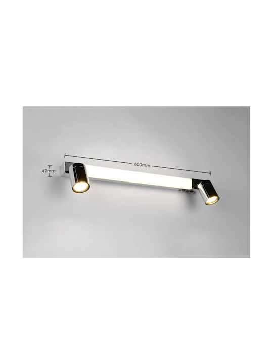 Trio Lighting Модерен Осветително тяло За баня с фасунга GU10 Сребрист 60x18см.