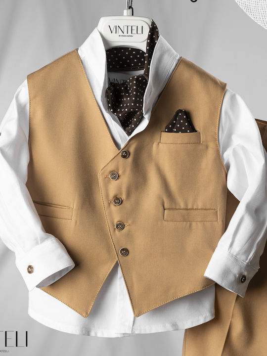 Vinte li Baptism Suit for Boy Brown