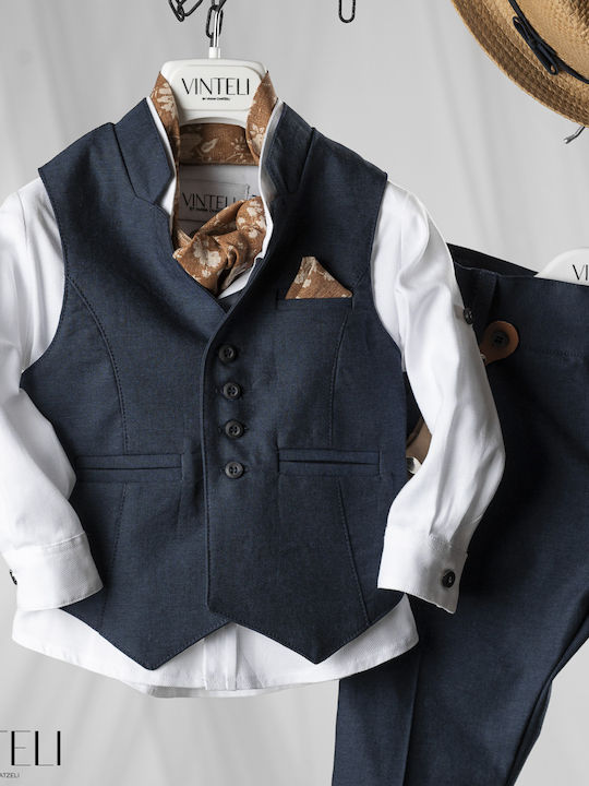 Vinte li Baptism Suit for Boy Blue