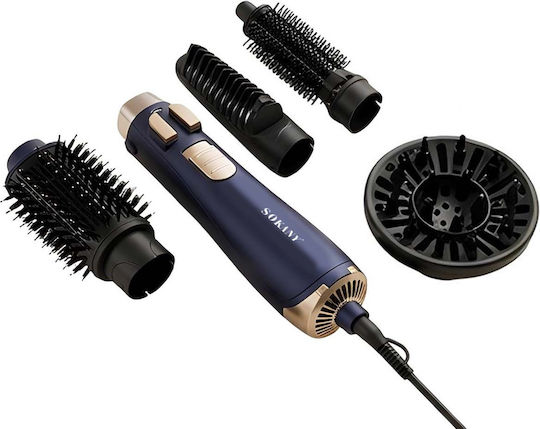 Sokany 1400w Hot Air Brush Interchangeable Attachments 360° Cord Night Blue