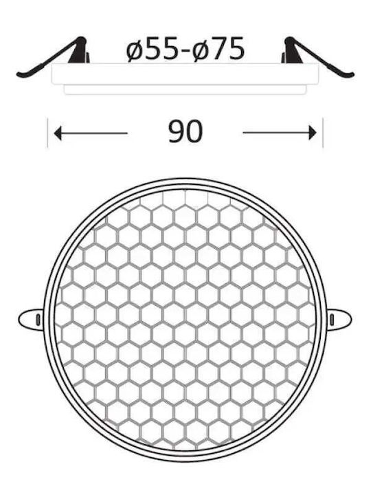 Omnia Χωνευτό LED Panel 9W με Φυσικό Λευκό Φως 4000K