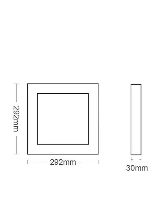 Metanor Pătrat Panou LED Putere 24W cu Alb Natural Lumini