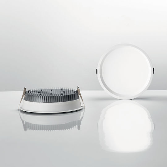 Ideal Lux Rund Vertieft LED Panel 30W mit Natürliches Weiß Licht 4000K