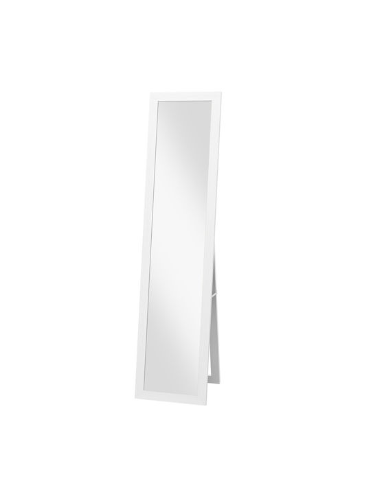 HomCom Oglindă De Podea Cu Cadru Din Lemn Alb 155x40cm