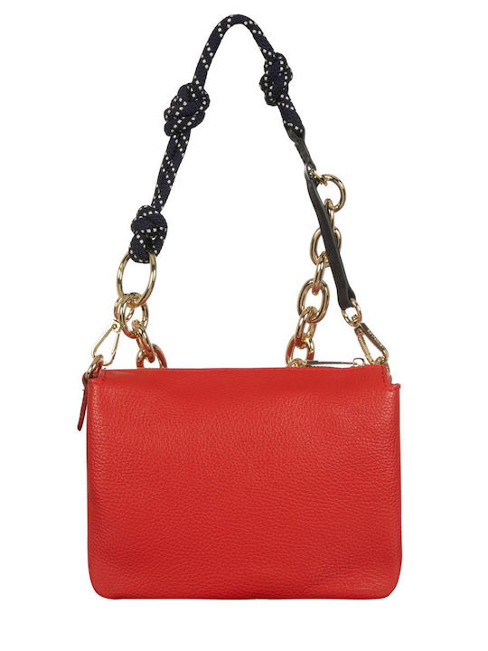 Leather Women's Shoulder Handbag Red
