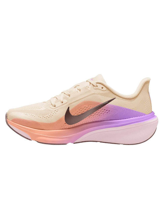 Pegasus 42 Women's Sport Shoes Running Chalk Orange Pulse Bright Violet Tattoo
