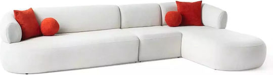 Γωνιακός Καναπές Λευκός 340x65x75εκ.
