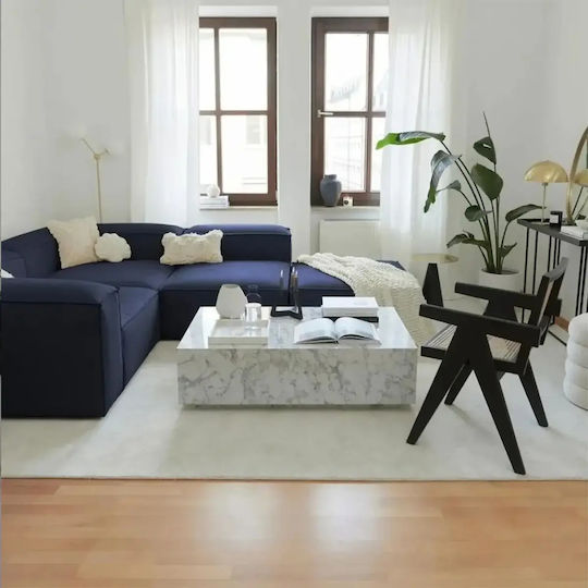 Stewehome Gelenk Ecke Sofa 3+1 Leinen Dunkelblau 296x107x68cm