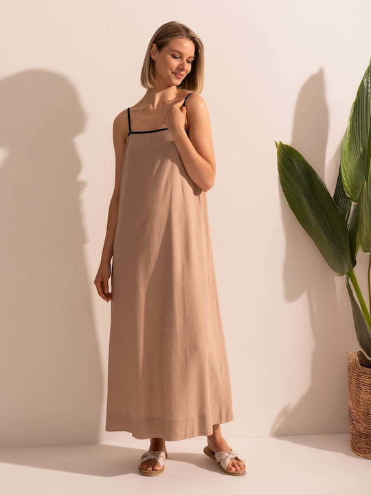 Sommer Midi Damenkleid Beiges
