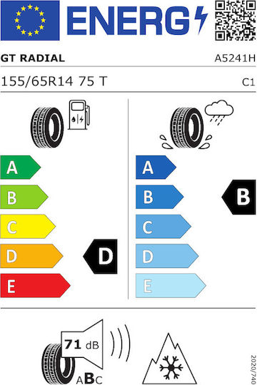 GT Radial 155/65R14 75TT Λάστιχο 4 Εποχών Αυτοκινήτου