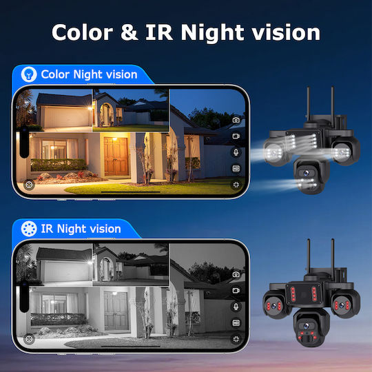 Sectec ST-523-9MAOV-4G-EU IP Quad Surveillance Camera 4G Full HD+ 3MP Waterproof Battery with Two-Way Communication and 4mm Lens
