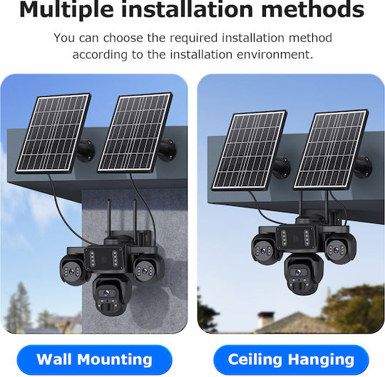 Sectec ST-523-9MAOV-4G-EU IP Quad Surveillance Camera 4G Full HD+ 3MP Waterproof Battery with Two-Way Communication and 4mm Lens