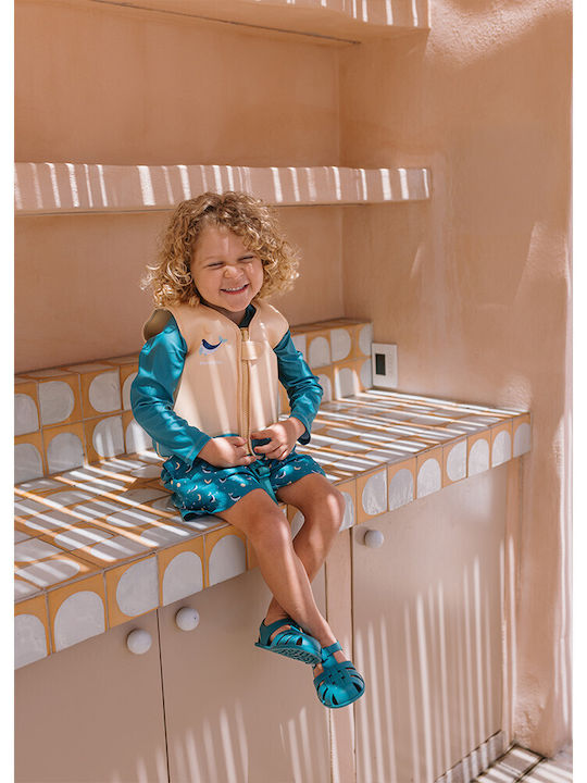 Tutete Kids Swimwear Rashguard With Long Sleeve Teal Whale