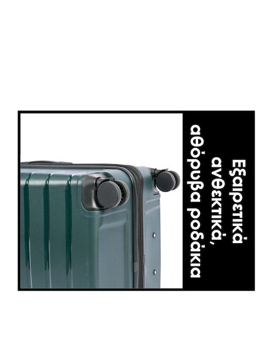 Lavor Large Hard Olive Travel Suitcase with 4 Wheels Height 75cm