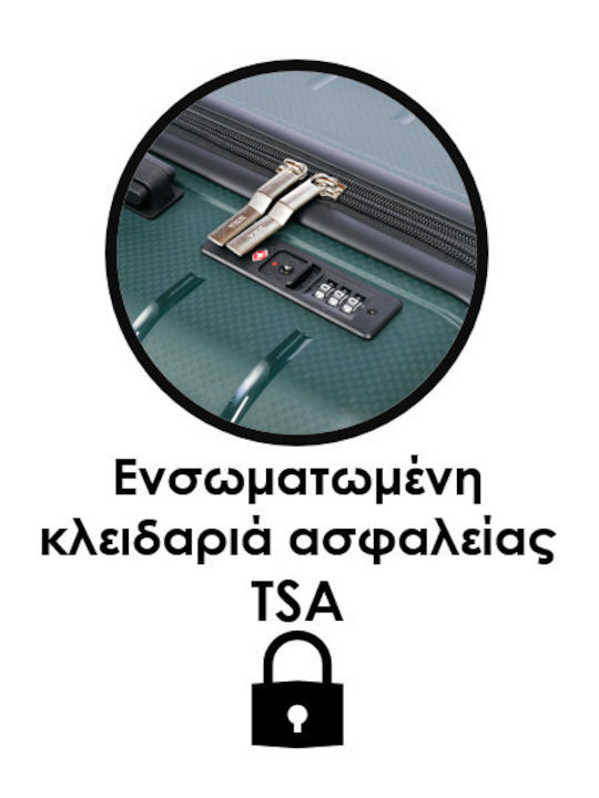 Lavor Large Hard Olive Travel Suitcase with 4 Wheels Height 75cm