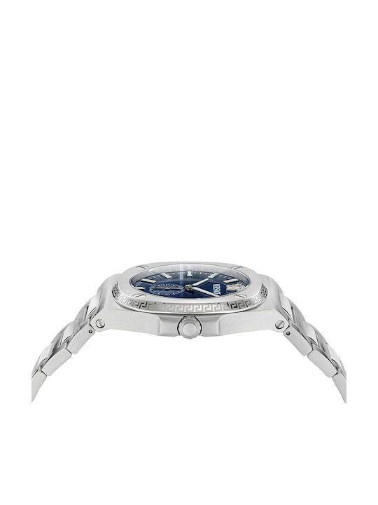 Versace Ανδρικό Ρολόι 40mm Μπαταρίας με Ασημί Μεταλλικό Μπρασελέ