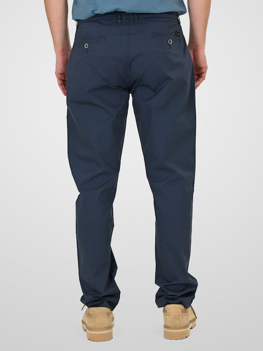 Pantaloni Chino Elastici Relaxed Fit Smoke Albastru