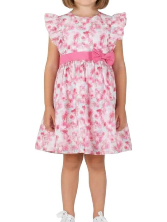 Mädchenkleid Ärmelloses Blumen Fuchsie