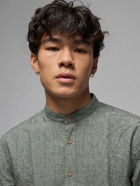 Long Sleeve Linen Shirt In Regular Fit Green