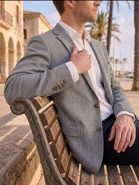 Summer Men’s Suit Jacket Gray-Melange