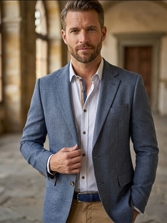 Herrenanzugsjacke Blau Melange