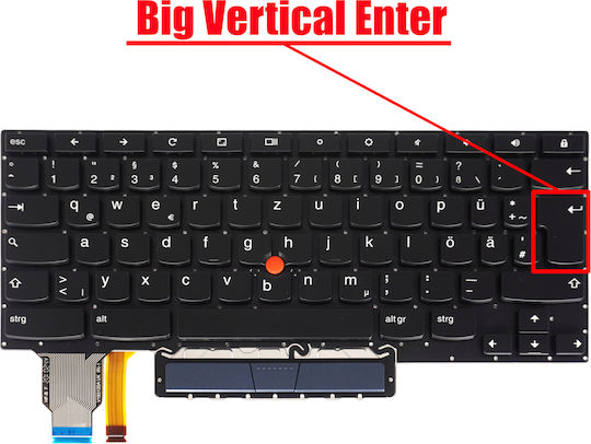 German Laptop Keyboard Lenovo Thinkpad Chromebook C13 Yoga Gen 1 20ux 5m11a36948 5m11a36929 5m10z54446 5m11a36951 5m11a36930 De Without Frame Backlit With Pointer Black Code 41443denofrbl
