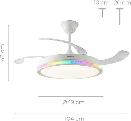 InnovaGoods Ventilator De Tavan 42cm Cu Lumină Albă