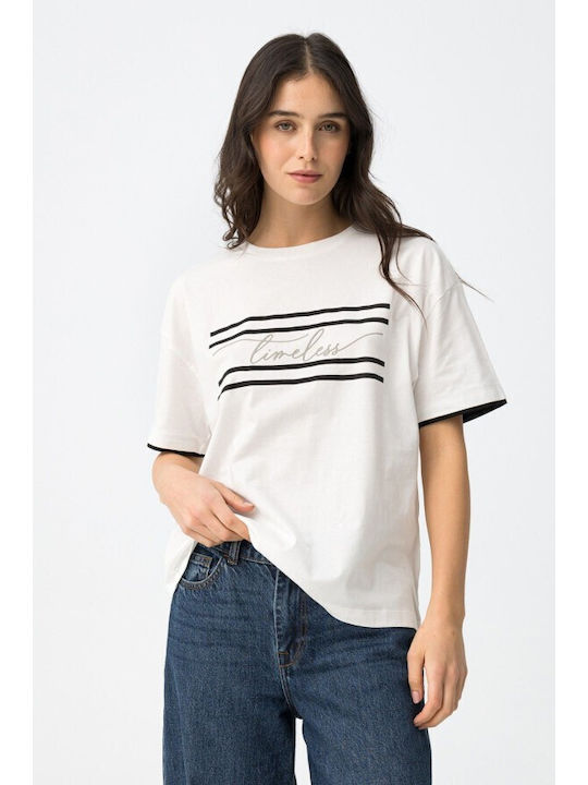 Women's Striped White T-shirt