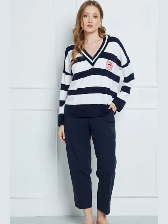 Women's Fabric Trousers Navy Blue