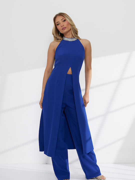 Women's Blue Set with Loose Fit Trousers