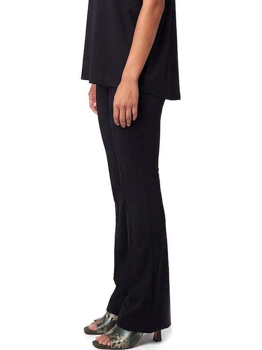 Damen Stoffhose mit Gummiband in Regulärer Passform Schwarz