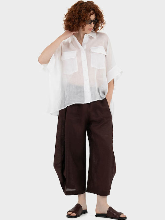 Γυναικεία Λινή Παντελόνα Brown