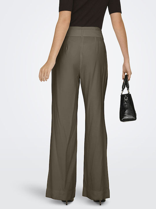 Only Weite Damen-Hochbund-Hose Stone Grau Only Weite Damen-Hochbund-Hose Stone Grau