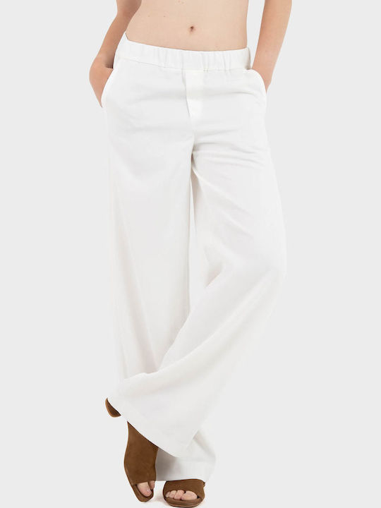 Дамски Текстилен Панталон Off White
