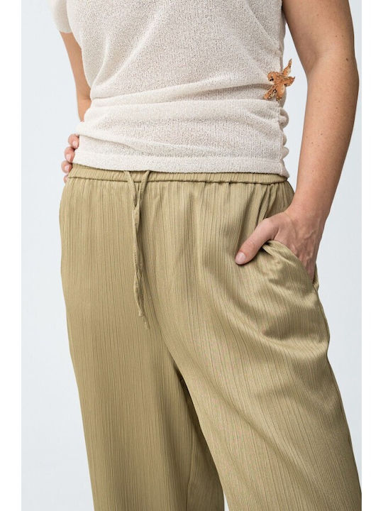 Women's Pantaloons with Rubber Band in Relaxed Fit Green