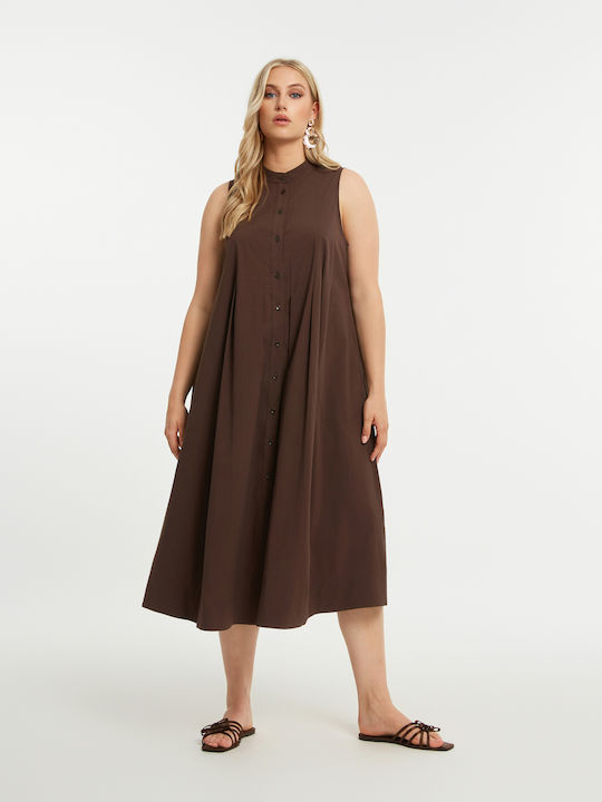 Rochii De Vară Pentru Femei Midi Rochie-Cămașă Maro