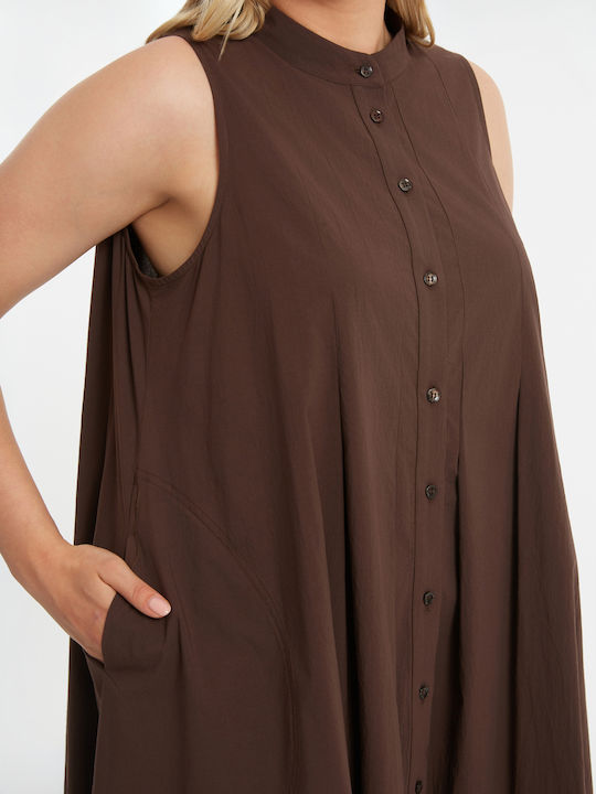 Rochii De Vară Pentru Femei Midi Rochie-Cămașă Maro