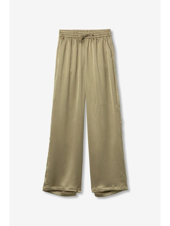 Women's Pantaloons with Rubber Band in Relaxed Fit Green