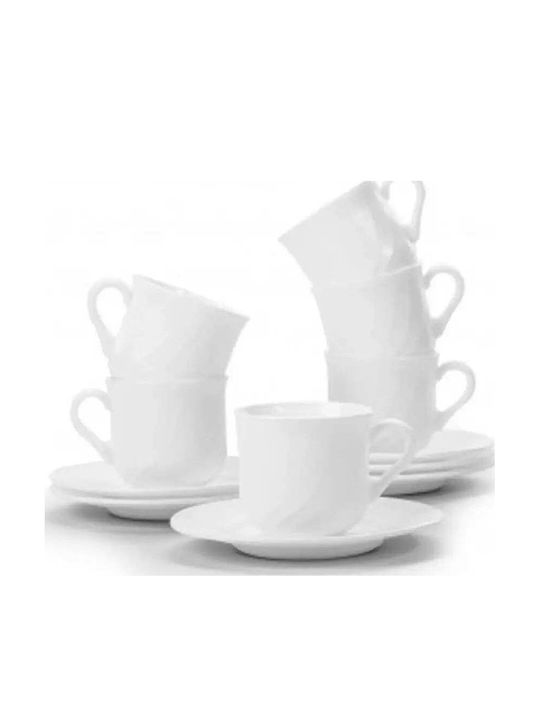 Bormioli Rocco Ebro Set Tassen Tasse aus Porzellan Weiße 235ml 12 Stück