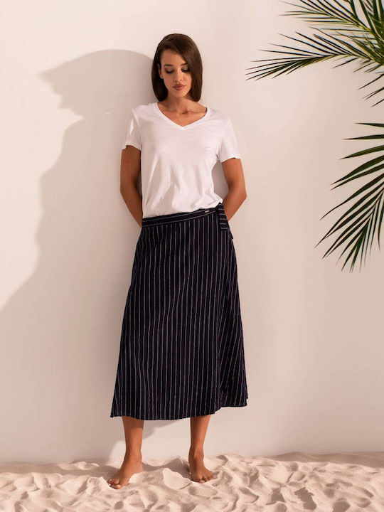 Linen Skirt Navy Blue